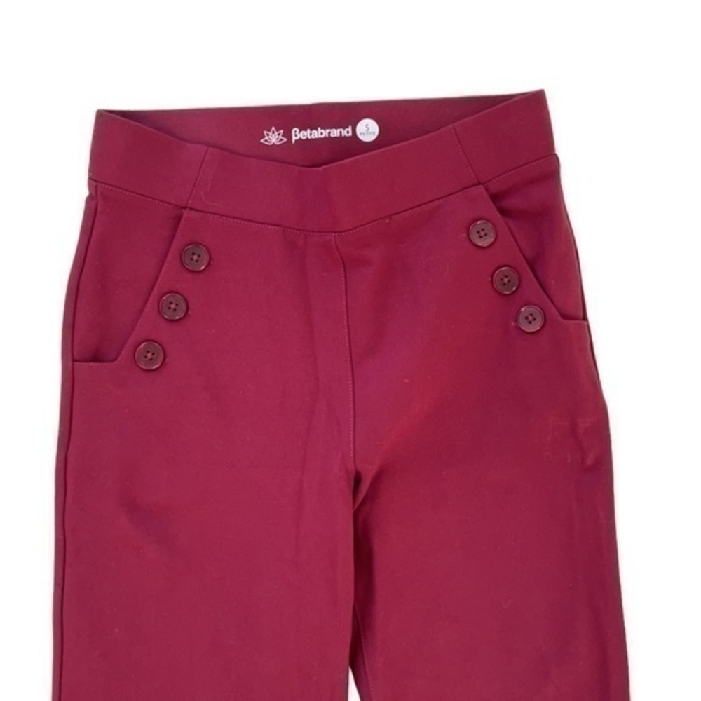 Betabrand Six Button Burgundy Maroon Stretch‎ Yoga Trousers Pants - Picture 3 of 9